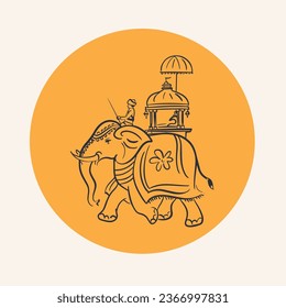 Dussehra greeting card Mysore simple art vector illustration  Dasara festival celebration in India