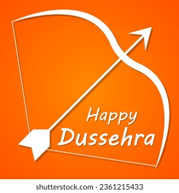 Dussehra Happy Festival Indian with bow and arrow calligraphy lettering text,