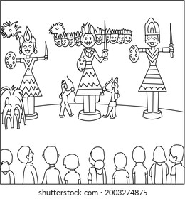 Dussehra Line Drawing Clip Art 