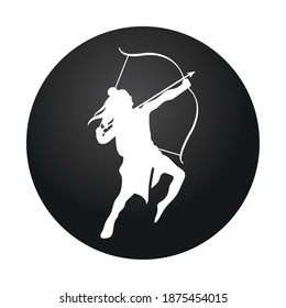dussehra lord ram with bow and arrow white silhouette design, indian festival theme Vector illustration
