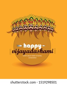 Dussehra, Lord Rama with arrow killing Ravana in Happy Dussehra illustration of Bow and Arrow of Rama in festival of India background