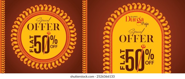 Plantilla de oferta especial Dussehra con patrón tradicional de mandala de Vector