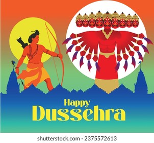 Dussehra, vector illustration of Lord Rama killing Ravana in Happy Dussehra in india