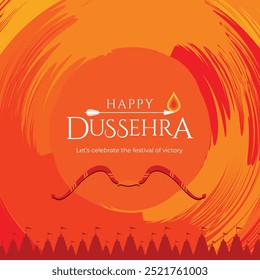 Dussehra, vijaya dashami abstract orange festive greeting, post design vector for social media