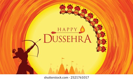 Dussehra, vijaya dashami abstract orange yellow indian festive greeting, cover banner vector, indian traditional festive banner template