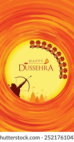 Dussehra, vijaya dashami abstract orange yellow indian festive greeting, insta story cover template background vector