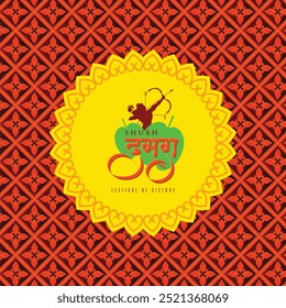 Dussehra, vijaya dashami creative illustration, greeting post design background, indian festive hindi calligraphy design vector