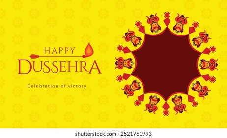 Dussehra, vijaya dashami festival template for discount, offer cover banner design illustration, indian traditional holiday vector template