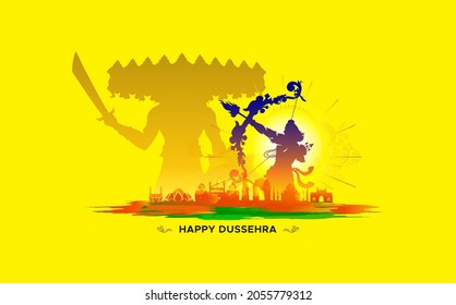 Dussehra Vijayadashami festival concept with Ram and Ravan fight