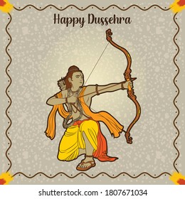 Dussehra wishes with rama holding bow and arrow