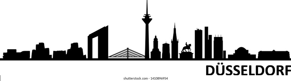 Dusseldorf City Skyline Silhouette Vector