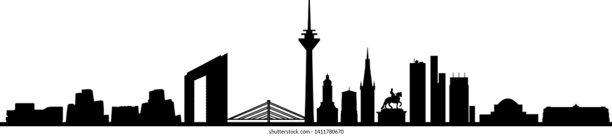 Dusseldorf City Skyline Silhouette Vector