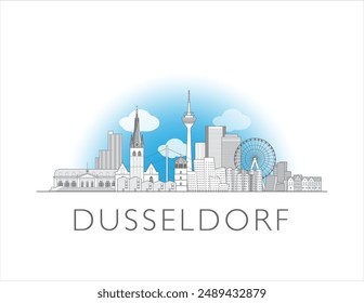 Dusseldorf cityscape line art style vector illustration