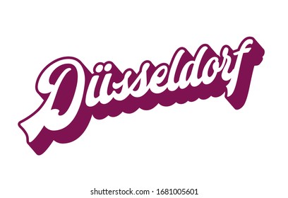 Vector del logo de la ciudad alemana de Dusseldorf. Tipografía moderna Köln. Letrería hecha a mano para ropa, pegatina, recuerdo, publicidad, identidad.  Arte turístico de alta calidad. Viajes y aventuras.