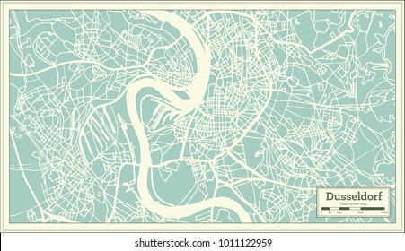 Dusseldorf Germany City Map in Retro Style. Outline Map. Vector Illustration.