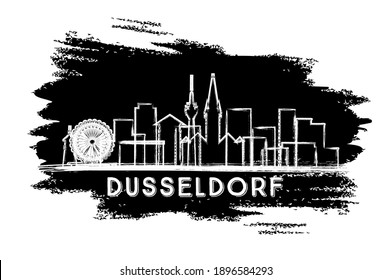 Dusseldorf Germany City Skyline Silhouette. Hand Drawn Sketch. Business Travel and Tourism Concept with Historic Architecture. Vector Illustration. Dusseldorf Cityscape with Landmarks