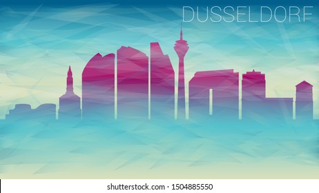 Dusseldorf Germany City Skyline Vector Silhouette. Broken Glass Abstract Geometric Dynamic Textured. Banner Background. Colorful Shape Composition.