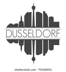 Dusseldorf Germany Europe Skyline Vector Art Mirror Silhouette Emblematic Buildings