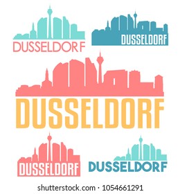 Dusseldorf Germany Flat Icon Skyline Vector Silhouette Design Set Logos.