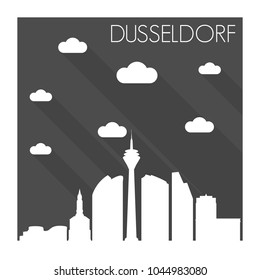 Dusseldorf Germany Skyline City Flat Silhouette Design Background