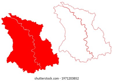 Dusseldorf region (Federal Republic of Germany, State of North Rhine-Westphalia, NRW, Landschaftsverband Rhineland) map vector illustration, scribble sketch Dusseldorf map