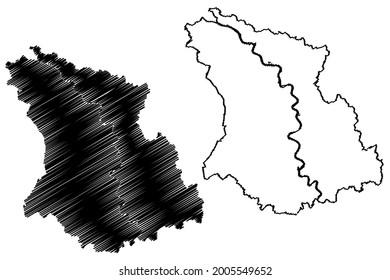 Dusseldorf region (Federal Republic of Germany, State of North Rhine-Westphalia, NRW, Landschaftsverband Rhineland) map vector illustration, scribble sketch Dusseldorf map