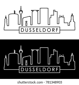 Dusseldorf skyline. Linear style. Editable vector file.