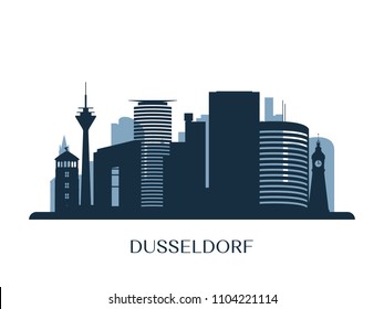 Dusseldorf skyline, monochrome silhouette. Vector illustration.