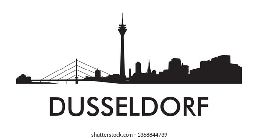 Dusseldorf skyline silhouette vector of famous places