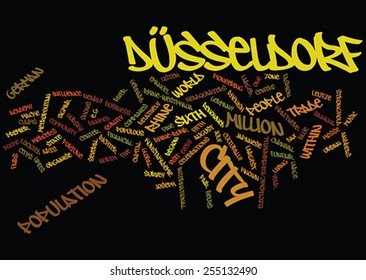Dusseldorf word tags cloud. Horizontal on black background