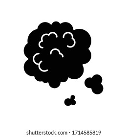 Dust In Air Black Glyph Icon. Environment Contamination, Ecology Pollution, Urban Smog Silhouette Symbol On White Space. Weather Forecast, Health Hazard. Dusty Cloud Vector Isolated Illustration