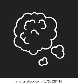 Dust In Air Chalk White Icon On Black Background. Environment Contamination, Ecology Pollution, Urban Smog. Weather Forecast, Health Hazard. Dusty Cloud Isolated Vector Chalkboard Illustration