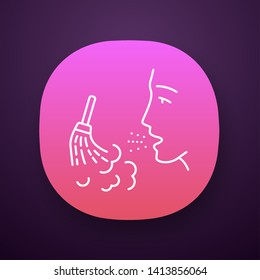 Dust allergy app icon. Airborne allergen source. Allergic reaction. Man breathes house dust. Respiratory disease. UI/UX user interface. Web or mobile application. Vector isolated illustration