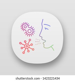 Dust allergy app icon. Pathogen inhalation. Protozoan diseases. Colds. Respiratory infections in air. UI/UX user interface. Web or mobile applications. Vector isolated illustration
