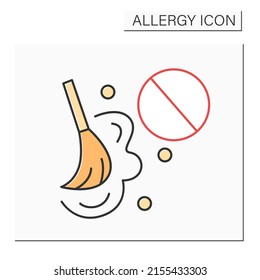 Dust allergy color icon. Terrible allergy reaction on fug during cleaning and sweeping.Healthcare concept. Isolated vector illustration 