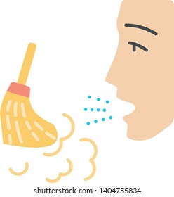 Dust allergy flat design long shadow color icon. Airborne allergen source. Allergic reaction of immune system. Man, house dust. Reason of sneezing. Respiratory disease. Vector silhouette illustration