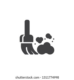 Dust allergy symptoms vector icon. filled flat sign for mobile concept and web design. Broom and dust simple glyph icon. Symbol, logo illustration. Pixel perfect vector graphics