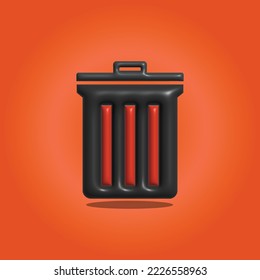 Dust bin 3d icon vector illustration 