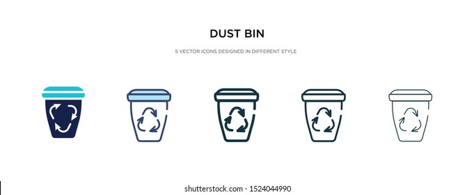 dust bin icon in different style vector illustration. two colored and black dust bin vector icons designed in filled, outline, line and stroke style can be used for web, mobile, ui