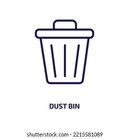 Dust Bin Icon From Ecology Collection. Thin Linear Dust Bin, Can, Garbage Outline Icon Isolated On White Background. Line Vector Dust Bin Sign, Symbol For Web And Mobile