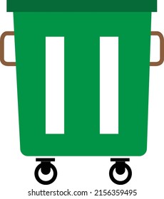Dust Bin Icon Green Color. On White Background