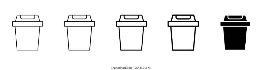 dust bin icon Simple thin line logo set