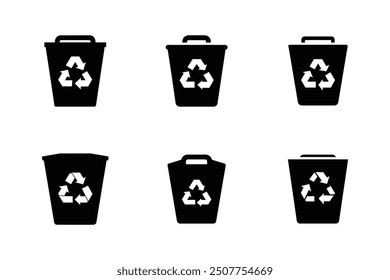 Dust bin logo icon set vector design silhouette isolated on white background
