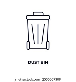 dust bin outline icon. Linear vector from ecology concept. Thin line dust bin icon isolated on white background