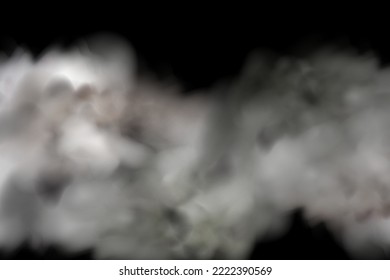 Dust black cloud with dirt,cigarette smoke, smog, soil and sand  particles. Realistic vector isolated on transparent background. Concept house cleaning, air pollution,big explosion,desert sandstorm.
