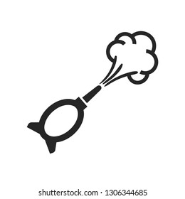 Dust blower icon in thick outline style.  Black and white monochrome vector illustration.
