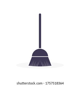 Dust broom. Classic crown for floor cleaning. Housework equipment for cleaning the house. Household and household object. Broom. Vector illustration eps 10