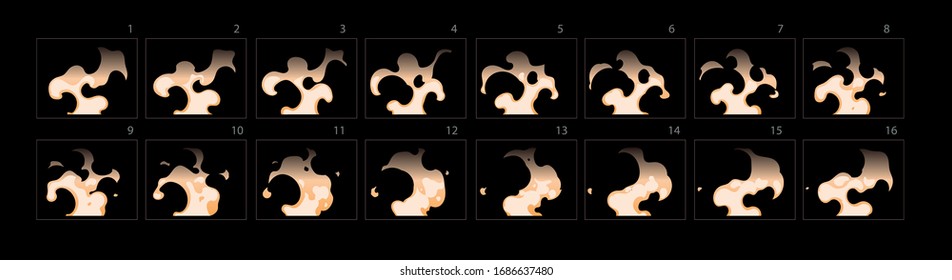 Dust burst explosion animation. Dust explode effect for games, carton or video. dust explode effect sprite sheet. Burst explosion.-vector
