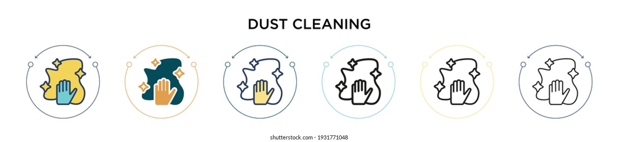 Dust cleaning icon in filled, thin line, outline and stroke style. Vector illustration of two colored and black dust cleaning vector icons designs can be used for mobile, ui, web