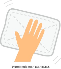 Dust cloth with hand isolated vector illustration.